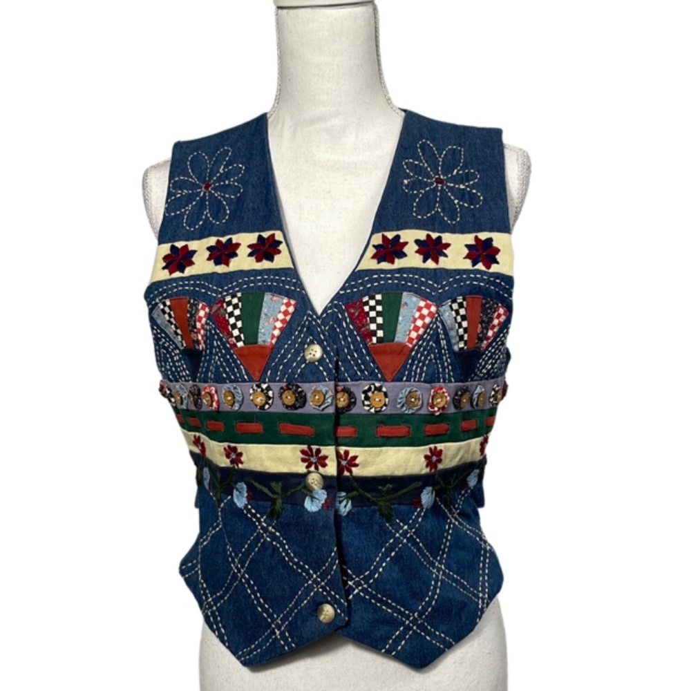 Vintage 90's Eagle's Eye Country Cottage Embroidered Vest